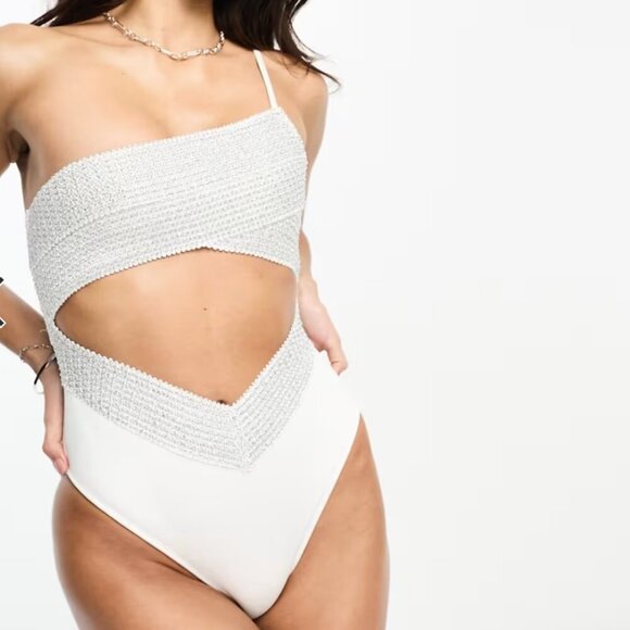 River Island One Shoulder Swimsuit - Picture 2 of 11